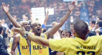 Ricky Hickman, del Maccabi, celebra la victoria ante el CSKA.