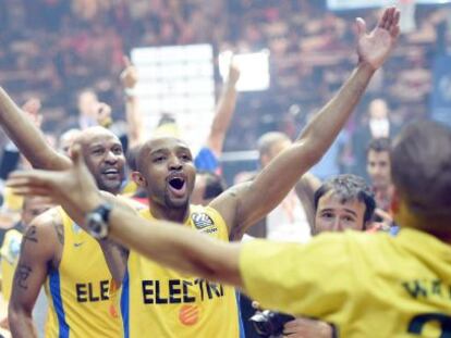 Ricky Hickman, del Maccabi, celebra la victoria ante el CSKA.
