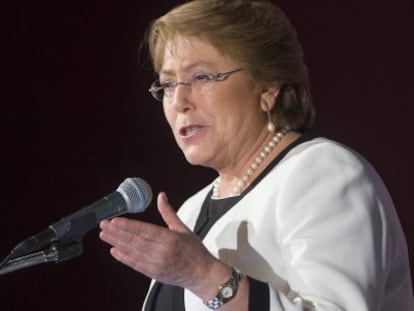Michelle Bachelet durante um discurso em Washington.