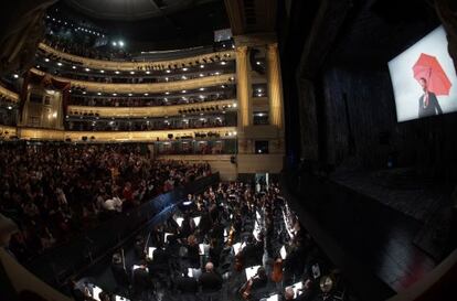 Un momento del homenaje a Mortier en el Teatro Real. 