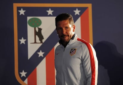 Diego Simeone, en el estadio Vicente Calderón en 2015.