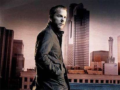 Kiefer Sutherland, en el papel del agente federal Jack Bauer, en <i>24. </i>