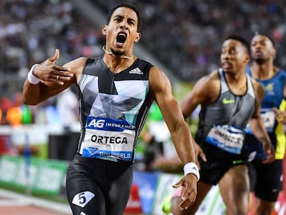 Orlando Ortega celebra su victoria en la Diamond League.