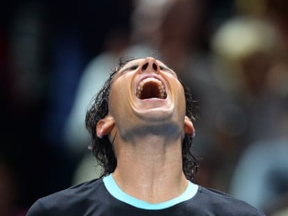 Nadal celebra la victoria contra Ferrer.