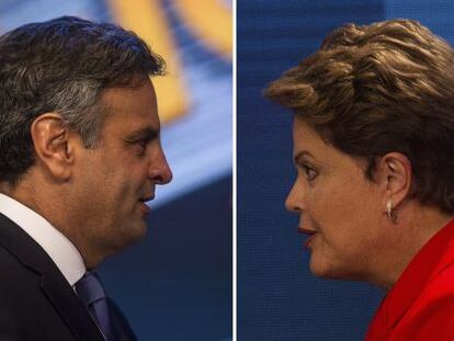 A&eacute;cio Neves e Dilma Rousseff, no &uacute;ltimo debate. 