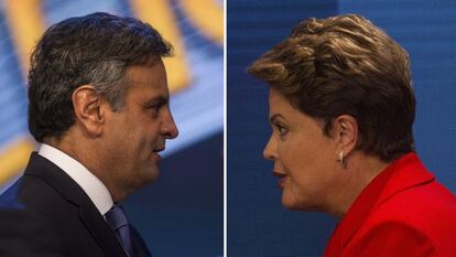 A&eacute;cio Neves e Dilma Rousseff, no &uacute;ltimo debate. 