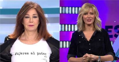 Ana Rosa Quintana y Susanna Griso en sus respectivos programas el 8 de marzo de 2019.