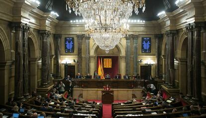 Vista general de l'hemicicle del Parlament.