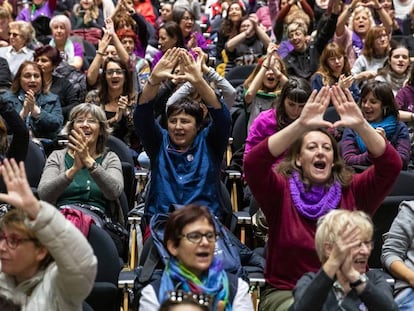 Participantes en el V Encuentro Estatal de la Comisión 8-M, que se ha celebrado este fin de semana en Valencia. 