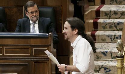 Pablo Iglesias, durante la sesión de investidura del pasado miércoles.