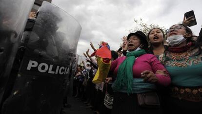 Manifestación contra Lenín Moreno en Ecuador este viernes.