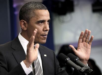 El presidente de EE UU, Barack Obama, durante la rueda de prensa ofrecida para explicar el pacto fiscal.