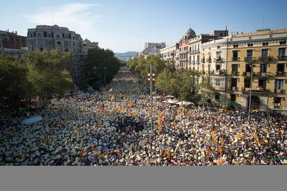 Vista general de la manifestacion a la altura del Arco del Triunfo. 