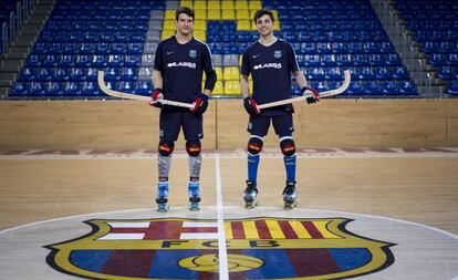 Pablo Álvarez (i) e Ignacio Alabart, en el Palau Blaugrana. 