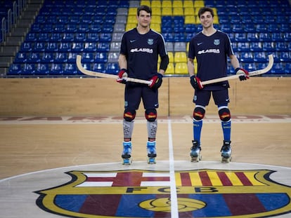 Pablo Álvarez (i) e Ignacio Alabart, en el Palau Blaugrana. 