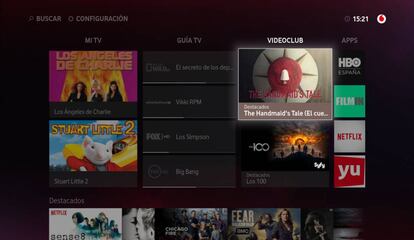 Pantalla con la parrilla de Vodafone TV