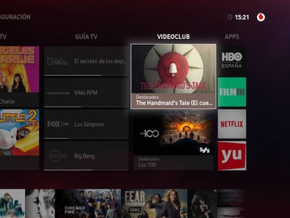 Pantalla con la parrilla de Vodafone TV