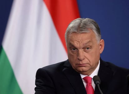 El primer ministro húngaro, Víktor Orbán, en una conferencia en Budapest el pasado marzo.