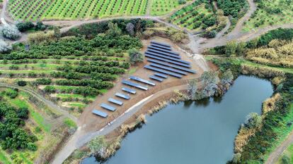 Imagen de una planta de autoconsumo para regadío en la finca El Gamonal (Málaga), de 207 kWp, de Powen.