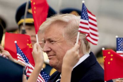 Trump, este mi&eacute;rcoles a su llegada a China.