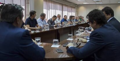 Reunión del 13 de junio entre sindicatos de estibadores y la patronal Anesco en la sede de la Fundación SIMA de Madrid.