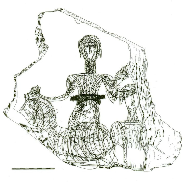 Calco del dibujo del guerrero alano de Salamanca