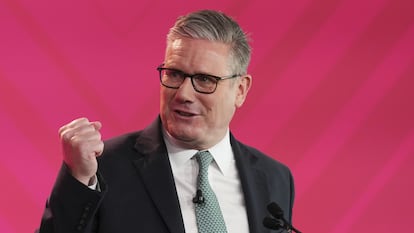 El primer ministro británico, Keir Starmer, pronuncia un discurso este jueves en Londres.