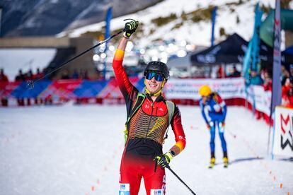 Oriol Cardona, a su llegada a meta en la prueba de sprint.