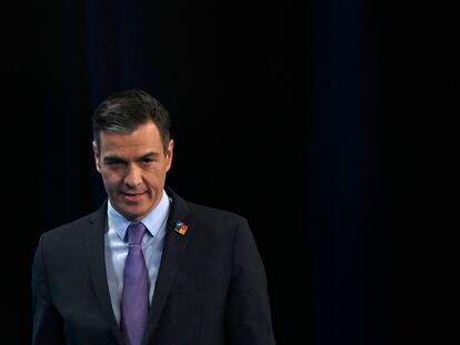 Pedro Sánchez, antes de una rueda de prensa durante la cumbre de la OTAN en Madrid.