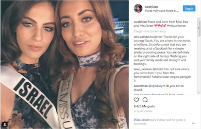 El selfie de Miss Irak y Miss Israel, en Instagram