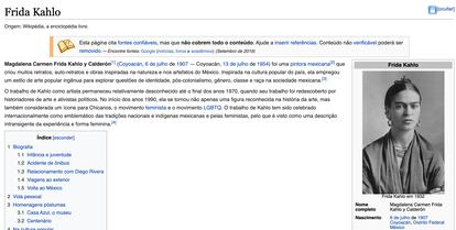 Página de Frida Kahlo na Wikipedia em português