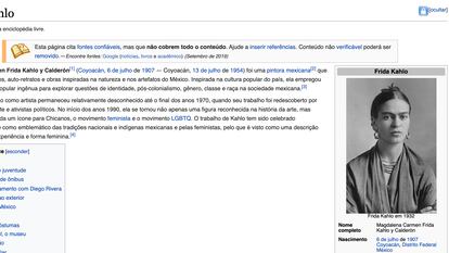 Página de Frida Kahlo na Wikipedia em português