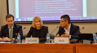 Eduardo Abad, de UPTA, en una Jornada de debate sobre las ayudas a la comida en el ámbito laboral, en la sede del Consejo Económico y Social (CES).