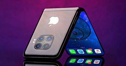 Diseño de concepto de un iPhone plegable.