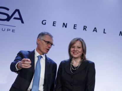 Carlos Tavares, CEO de PSA y Mary Barra, presidenta de GM.