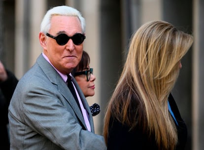 O ex-assessor de Donald Trump, Roger Stone, em Washington.