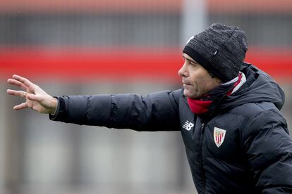 Marcelino en Lezama durante el entrenamiento del pasado sábado.