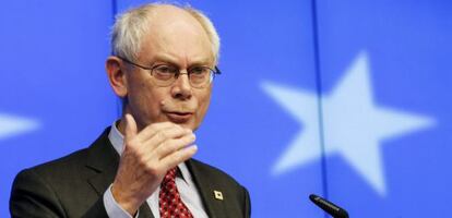 El presidente del Consejo Europeo, Herman Van Rompuy, durante una rueda de prensa en Bruselas el viernes.