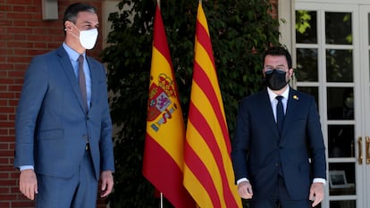 Pedro Sánchez y Pere Aragonès en el Palacio de la Moncloa el pasado mes de junio.