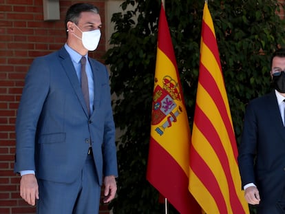 Pedro Sánchez y Pere Aragonès en el Palacio de la Moncloa el pasado mes de junio.