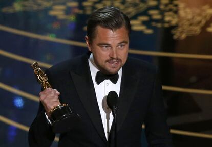 Leonardo DiCaprio, amb l'Oscar al millor actor per 'El renacido'.