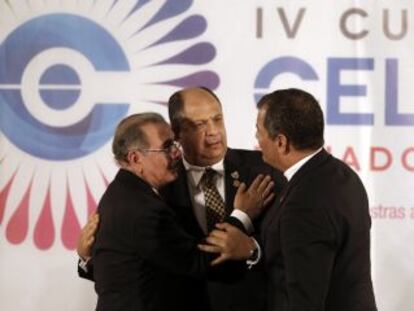 Danilo Medina, Luis Guillermo Solís e Rafael Correa.