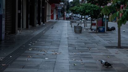 Rua do calçadão comercial de Ribeirão Preto, no interior de São Paulo, vazia nesta quinta-feira devido ao 'lockdown'.