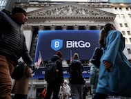 El logo de BitGo en la Bolsa de Nueva York, el jueves 22 de enero de 2026.