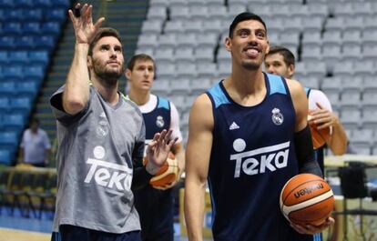 Rudy, Nocioni, Ayón y Felipe, en un entrenamiento