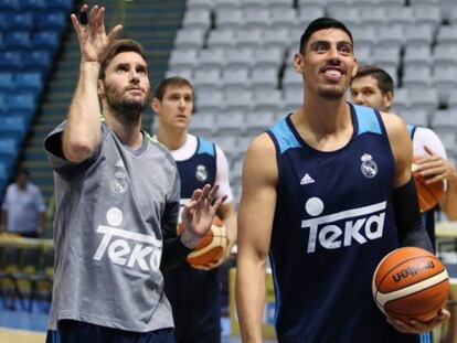 Rudy, Nocioni, Ay&oacute;n y Felipe, en un entrenamiento