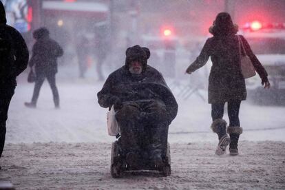 Calle nevada en la ciudad de Nueva York, el 4 de enero de 2018.