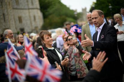 El príncipe Eduardo, este domingo en Windsor, durante los actos del Jubileo de Platino de Isabel II.