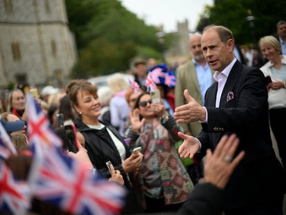 El príncipe Eduardo, este domingo en Windsor, durante los actos del Jubileo de Platino de Isabel II.