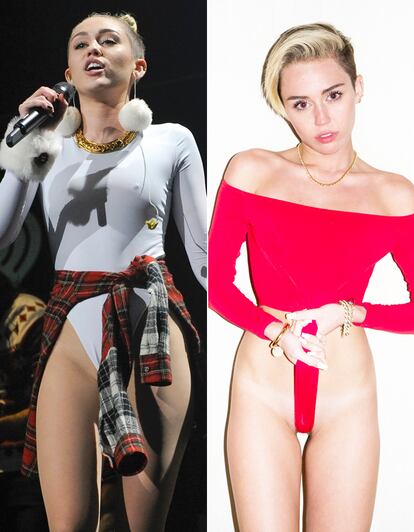 Miley ha intentado colarnos tendencias de todas las maneras posibles. Lo de lamer mazos no le salió muy bien, los dos moñitos también han sido una constante y no digamos su afán por mostrarnos su poderío con la lengua. Nuestro nivel de comprensión es bastante elevado, pero no conseguimos entender el afán por esos bodies-tanga con los que últimamente nos bombardea.